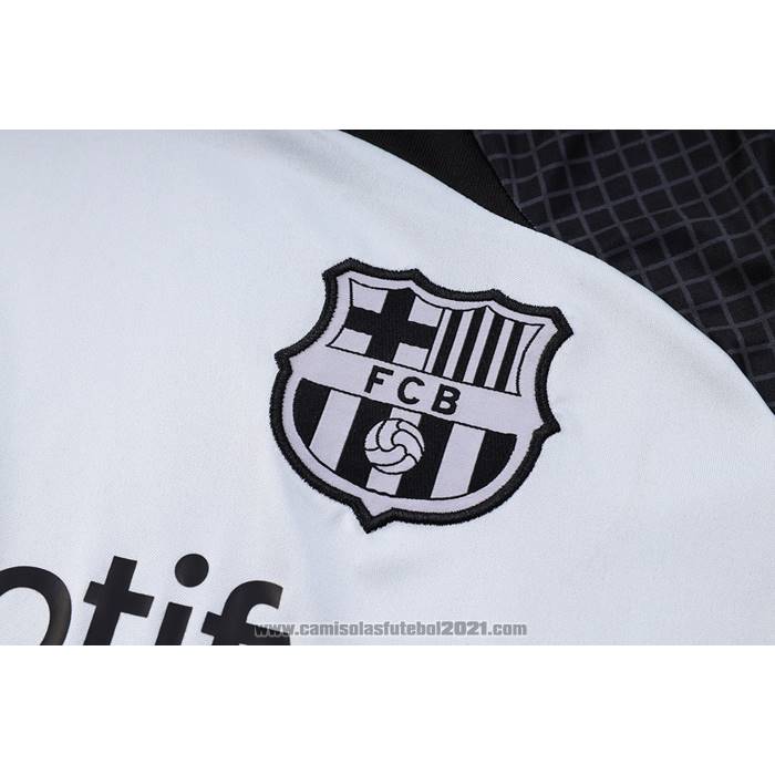 Fato de Treino Barcelona Manga Curta 2023-2024 Cinza - Calcas Curta